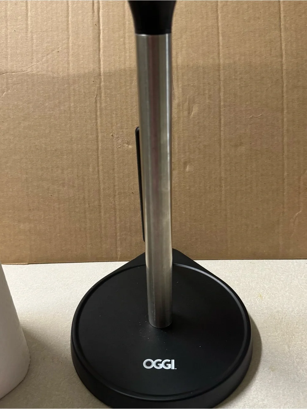 OGGI Black Paper Towel Stand with Stainless Post